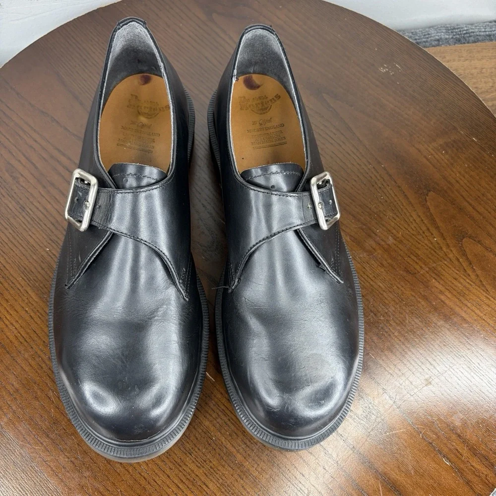 Dr. Martens The Original Shoes Men's 9 Black Leather Monk Steel Toes Work Buckle